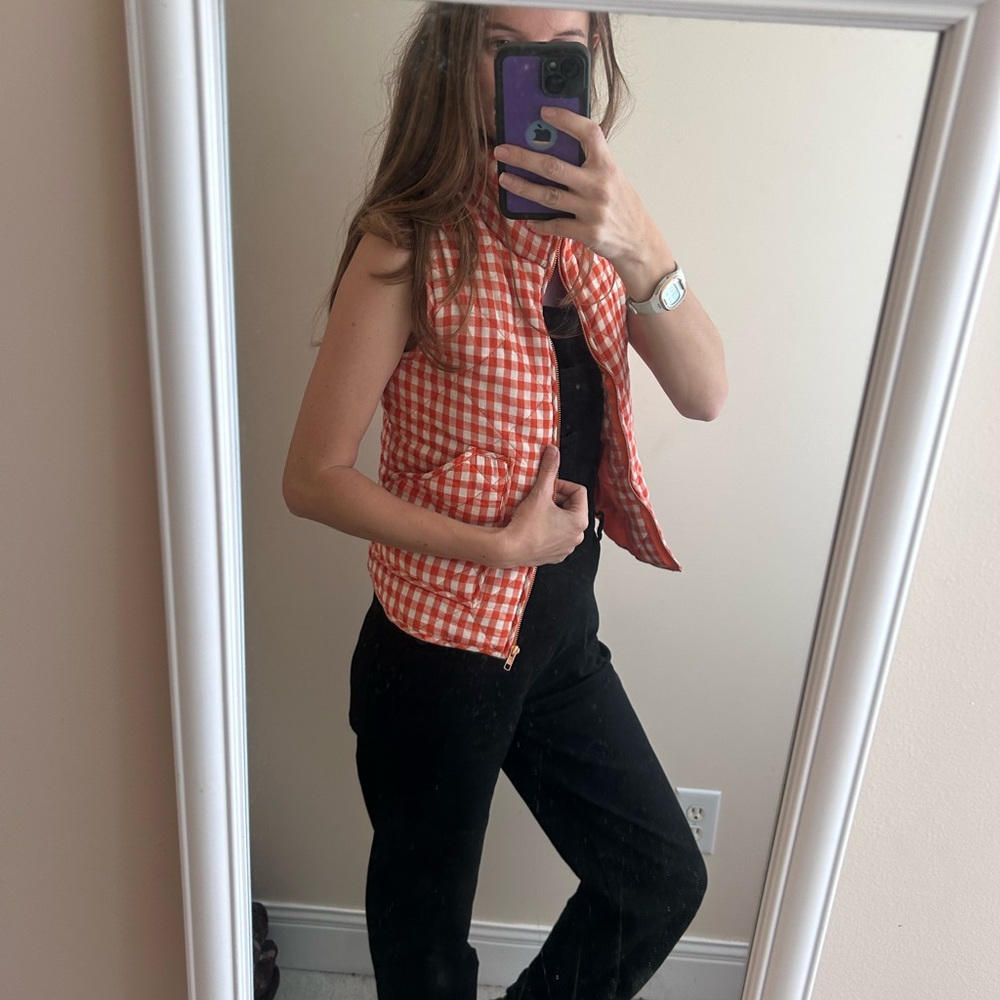 Orange Gingham Vest